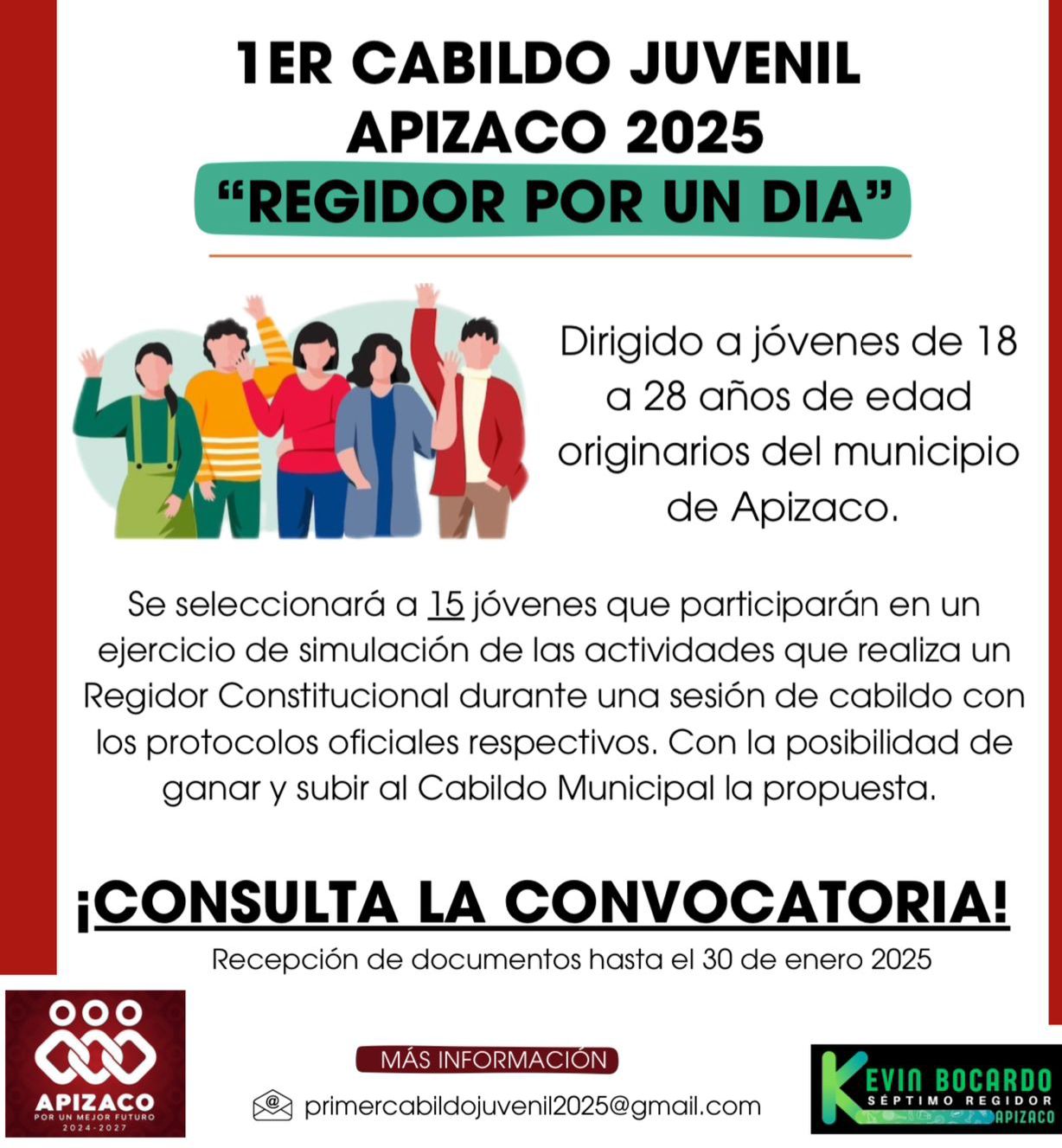 El H. Ayuntamiento de Apizaco invita a participar en la convocatoria 'Regidor por un día'